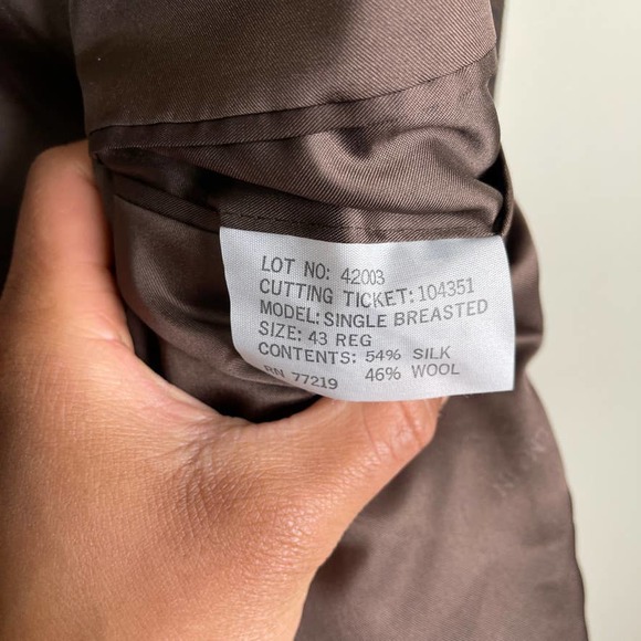 Pierre Balmain Wool Hounds Tooth Single Breasted Two Button Blazer Brown 43R - Picture 8 of 8